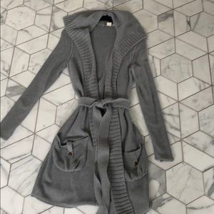 White and Warren grey belted cardigan
